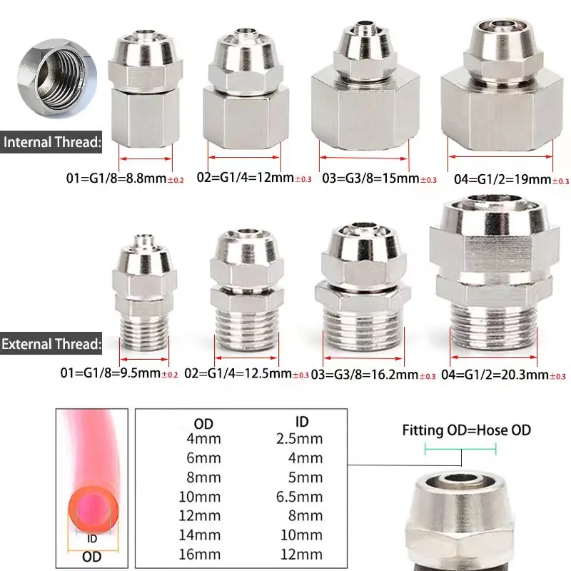 구리 공압 피팅 공기 피팅 OD 4 6 8 10 12  - Compression Fitting Brass 리뷰 및 가격